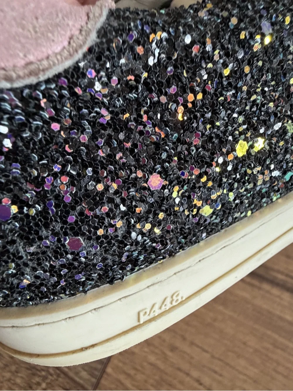 P448 John Black Multi Glitter Suede Low-Top Sneakers EU 39 US 8.5 Made in Italy